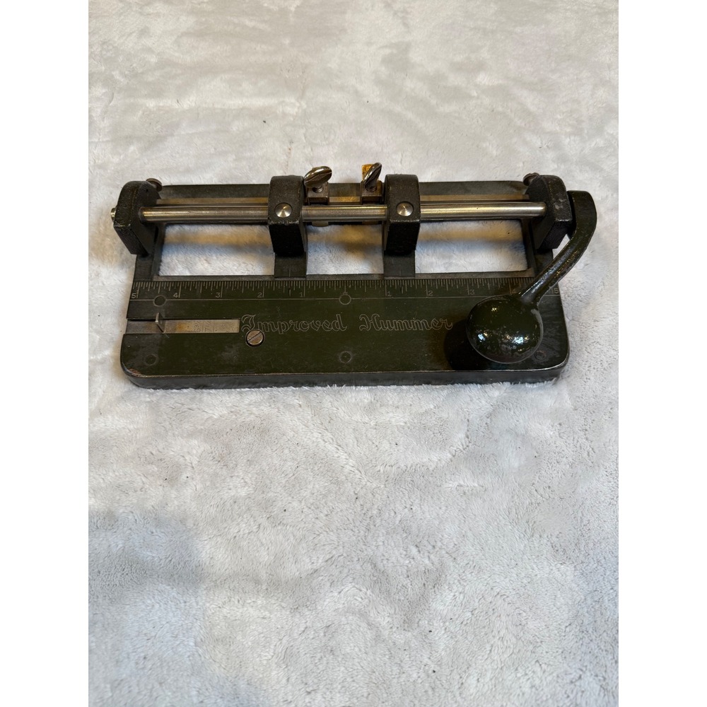 Vintage Wilson-Jones Improved Hummer 3 Hole Paper Punch Industrial Cast Iron USA